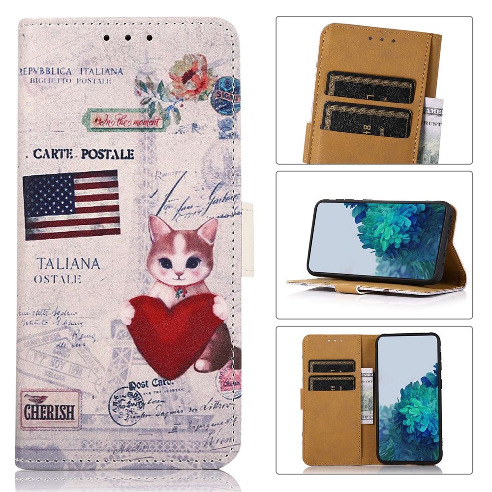 For Xiaomi Redmi K40S Pattern Printing PU Leather Stand Wallet Drop-proof Phone Case Cover - Cat and Heart-7