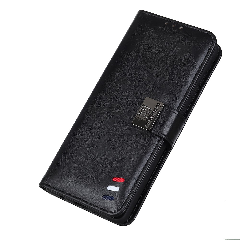 For Xiaomi Redmi K40S Three-color Decor Leather Case Wallet Folio Flip Phone Stand Cover - Black-4