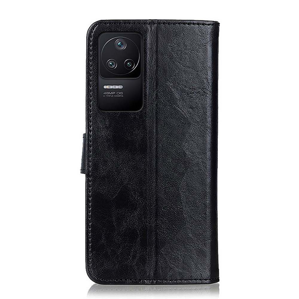 For Xiaomi Redmi K40S Three-color Decor Leather Case Wallet Folio Flip Phone Stand Cover - Black-7