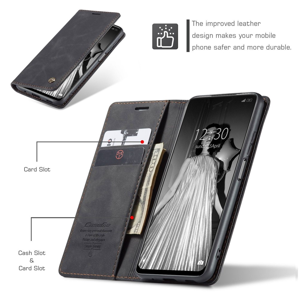 For Xiaomi Redmi Note 10 5G/Redmi Note 10T 5G/Poco M3 Pro 4G/5G CASEME 013 Series PU Leather Case Folio Stand Wallet Magnetic Auto Closing Protective Cover - Black-10