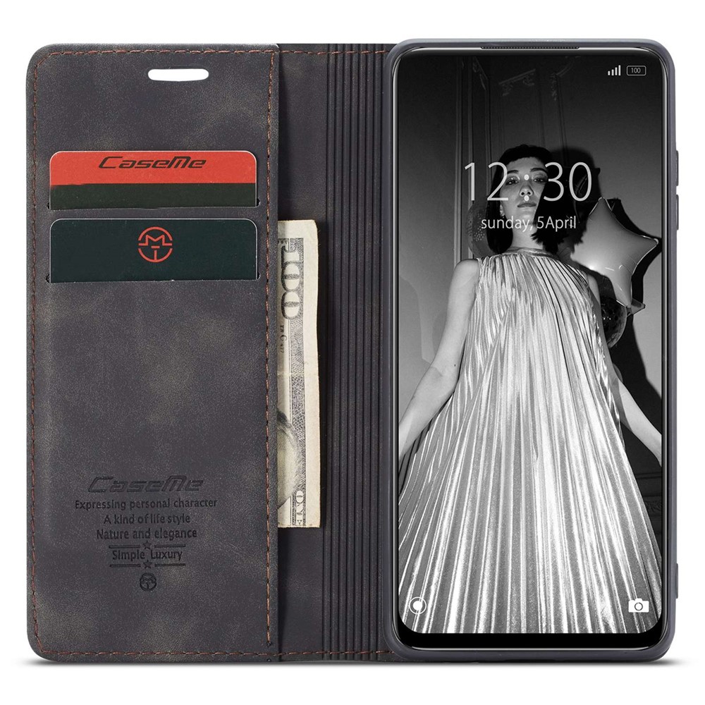For Xiaomi Redmi Note 10 5G/Redmi Note 10T 5G/Poco M3 Pro 4G/5G CASEME 013 Series PU Leather Case Folio Stand Wallet Magnetic Auto Closing Protective Cover - Black-2