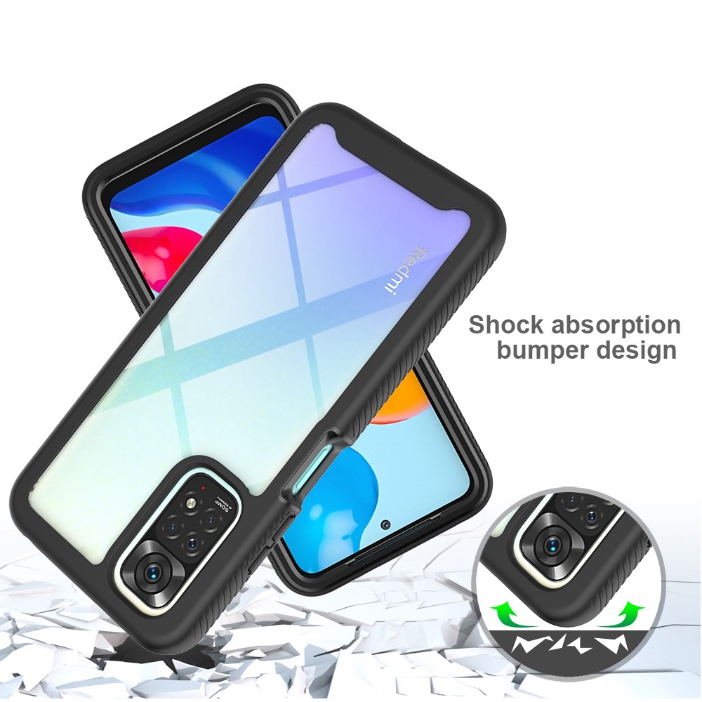 3-in-1 Hybrid Phone Case for Xiaomi Redmi Note 11 4G (Qualcomm)/Note 11S 4G, Full Coverage Drop-Protection Detachable Phone Cover with PET Screen Protector - Black-3