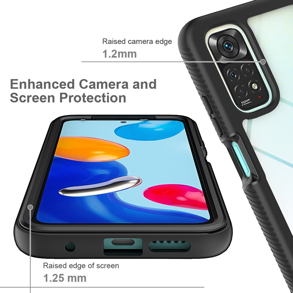 3-in-1 Hybrid Phone Case for Xiaomi Redmi Note 11 4G (Qualcomm)/Note 11S 4G, Full Coverage Drop-Protection Detachable Phone Cover with PET Screen Protector - Black-4
