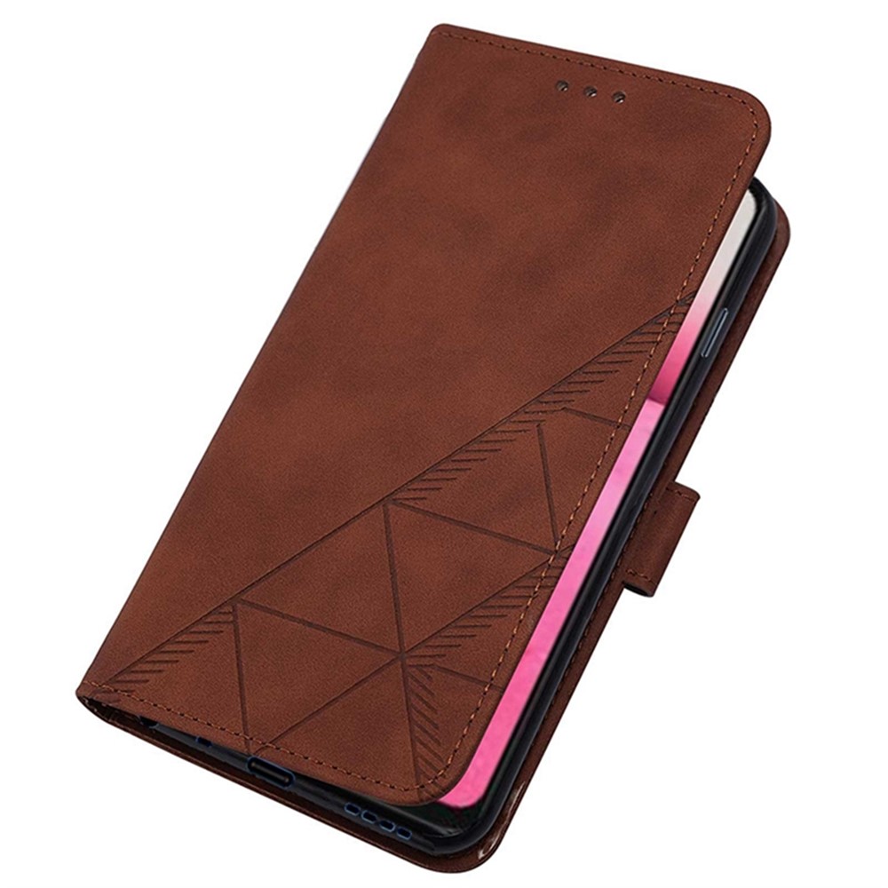 For Xiaomi Redmi Note 11 Pro 4G (MediaTek)/Redmi Note 11 Pro 5G (Qualcomm) YB Imprinting Pattern Series-2 PU Leather Wallet Case Lines Imprinted Adjustable Stand Anti-shock Shell - Brown-3