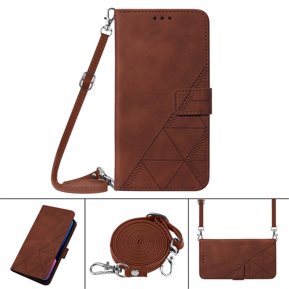 For Xiaomi Redmi Note 11 Pro 4G (MediaTek)/Redmi Note 11 Pro 5G (Qualcomm) YB Imprinting Pattern Series-2 PU Leather Wallet Case Lines Imprinted Adjustable Stand Anti-shock Shell - Brown-5