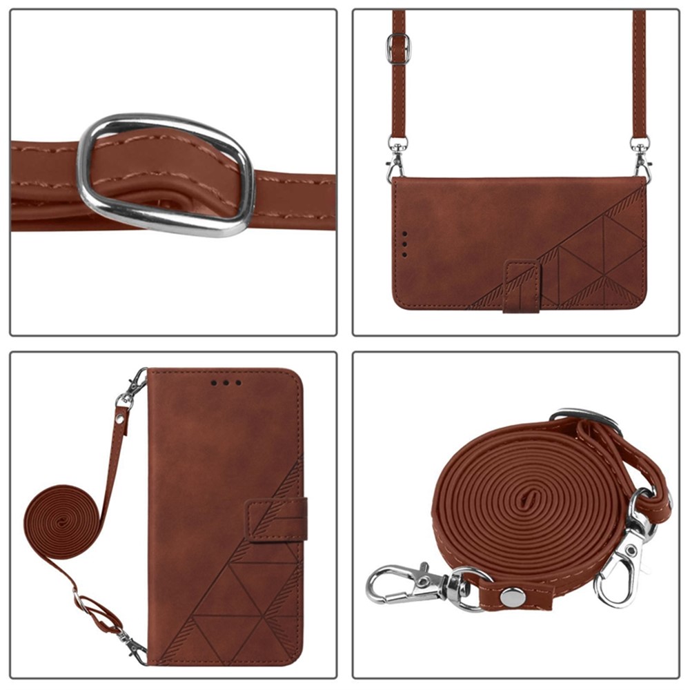 For Xiaomi Redmi Note 11 Pro 4G (MediaTek)/Redmi Note 11 Pro 5G (Qualcomm) YB Imprinting Pattern Series-2 PU Leather Wallet Case Lines Imprinted Adjustable Stand Anti-shock Shell - Brown-8