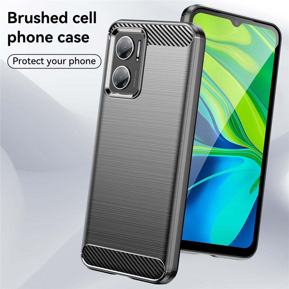 For Xiaomi Redmi Note 11E Carbon Fiber Texture Phone Case Brushed Surface 1.8mm TPU Anti-scratch Protective Cover - Black-2