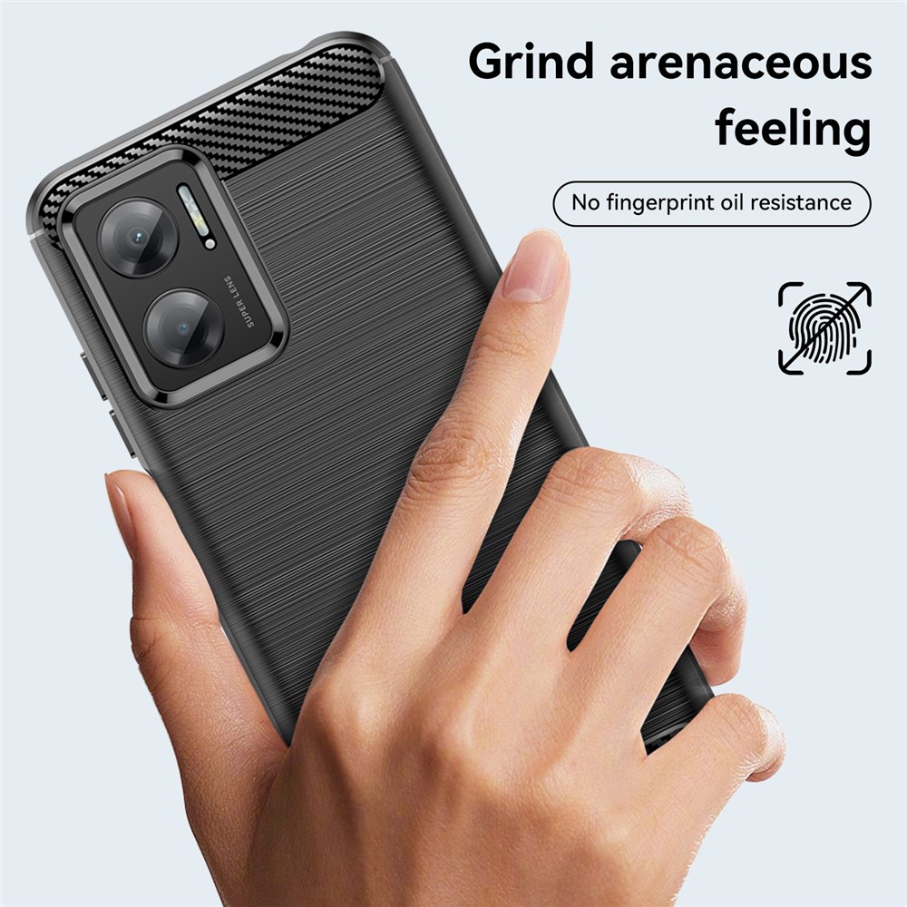 For Xiaomi Redmi Note 11E Carbon Fiber Texture Phone Case Brushed Surface 1.8mm TPU Anti-scratch Protective Cover - Black-3