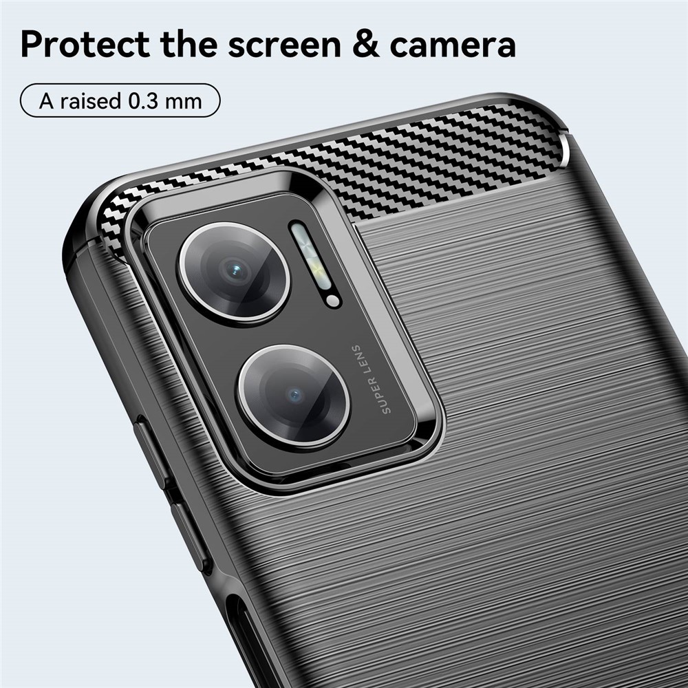 For Xiaomi Redmi Note 11E Carbon Fiber Texture Phone Case Brushed Surface 1.8mm TPU Anti-scratch Protective Cover - Black-7