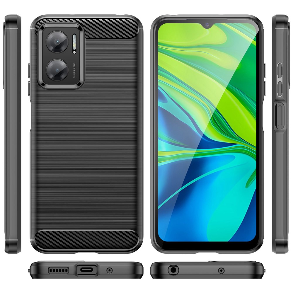 For Xiaomi Redmi Note 11E Carbon Fiber Texture Phone Case Brushed Surface 1.8mm TPU Anti-scratch Protective Cover - Black-8