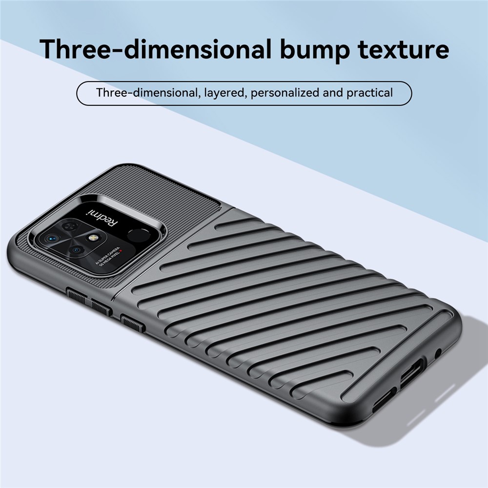 Textura Tressão Tressão Trours Caso TPU Flexible Para Xiaomi Redmi 10C, Capa de Telefone Espessada à Prova de Choque - Preto