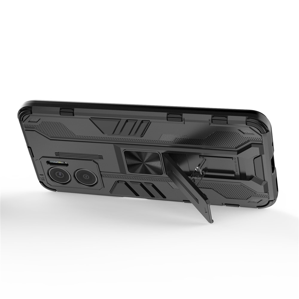 For Xiaomi Redmi Note 11E 5G Phone Case Kickstand Hybrid Hard PC Soft TPU Shock Absorption Cover - Black-2