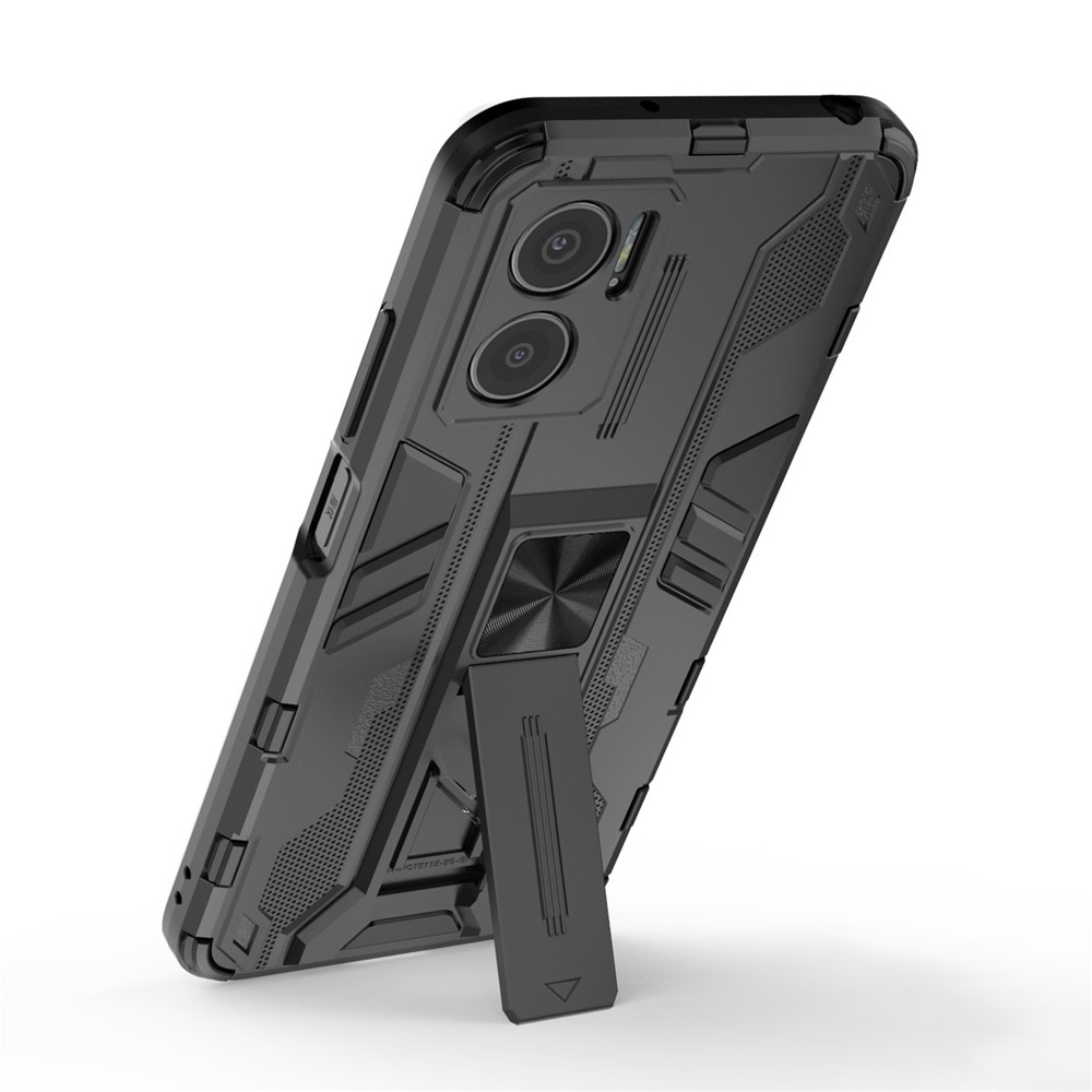 For Xiaomi Redmi Note 11E 5G Phone Case Kickstand Hybrid Hard PC Soft TPU Shock Absorption Cover - Black-3