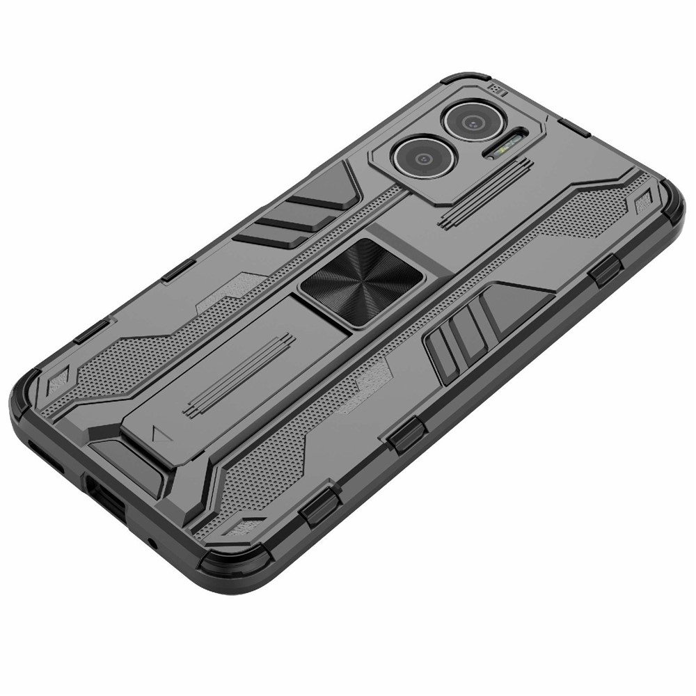For Xiaomi Redmi Note 11E 5G Phone Case Kickstand Hybrid Hard PC Soft TPU Shock Absorption Cover - Black-5