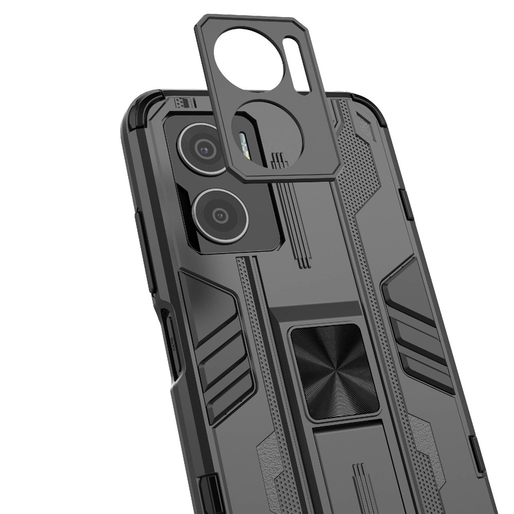 For Xiaomi Redmi Note 11E 5G Phone Case Kickstand Hybrid Hard PC Soft TPU Shock Absorption Cover - Black-7