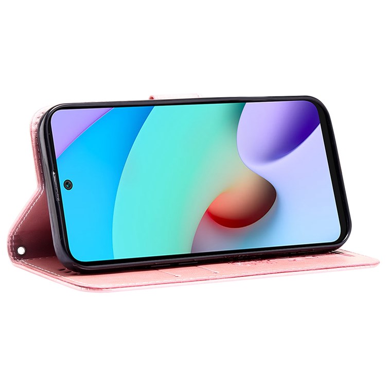 ForXiaomi Redmi Note 11 Pro 5G (Qualcomm)/Note 11 Pro 4G (MediaTek) Imprinting Couple and Flowers Pattern Phone Cover PU Leather Wallet Stand Case - Pink-3