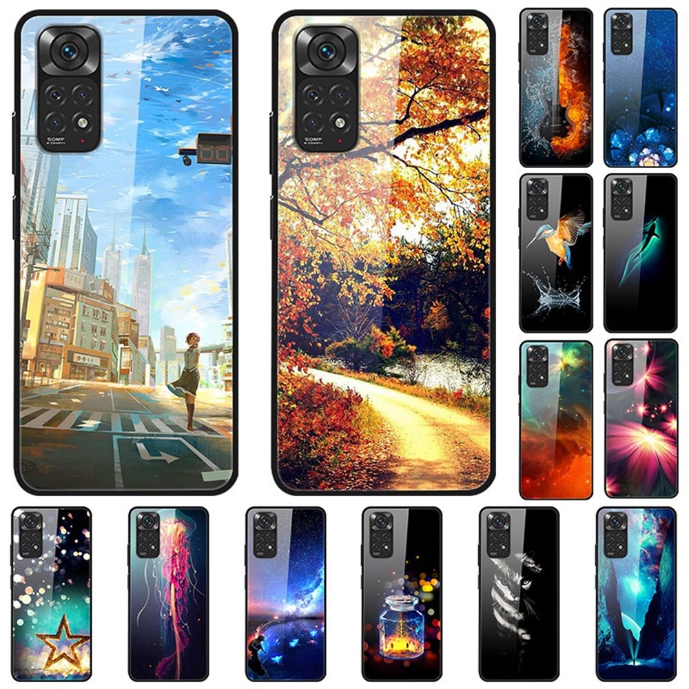 For Xiaomi Redmi Note 11 Pro 4G (MediaTek)/Note 11 Pro 5G (Qualcomm) Pattern Printing Design Phone Case Hard PC Tempered Glass Back + Soft TPU Shock Absorption Protective Cover - Wishing Bottle-3