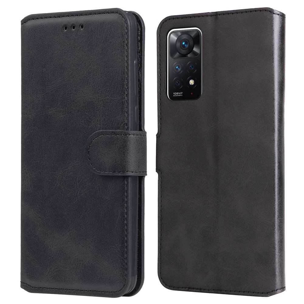 For Xiaomi Redmi Note 11 Pro 5G (Qualcomm)/Note 11 Pro 4G (MediaTek)/Note 11E Pro 5G PU Leather Wallet Cover Adjustable Stand Phone Case - Black-1