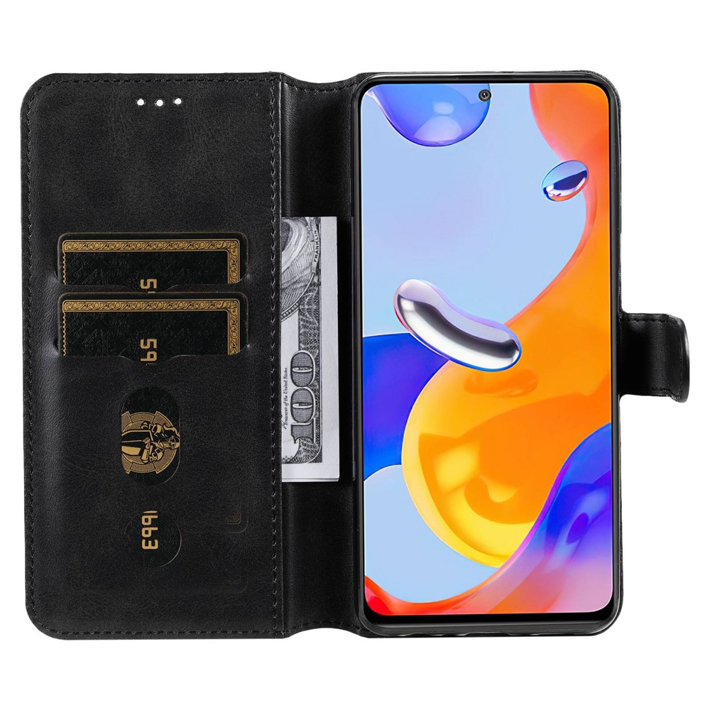 For Xiaomi Redmi Note 11 Pro 5G (Qualcomm)/Note 11 Pro 4G (MediaTek)/Note 11E Pro 5G PU Leather Wallet Cover Adjustable Stand Phone Case - Black-2
