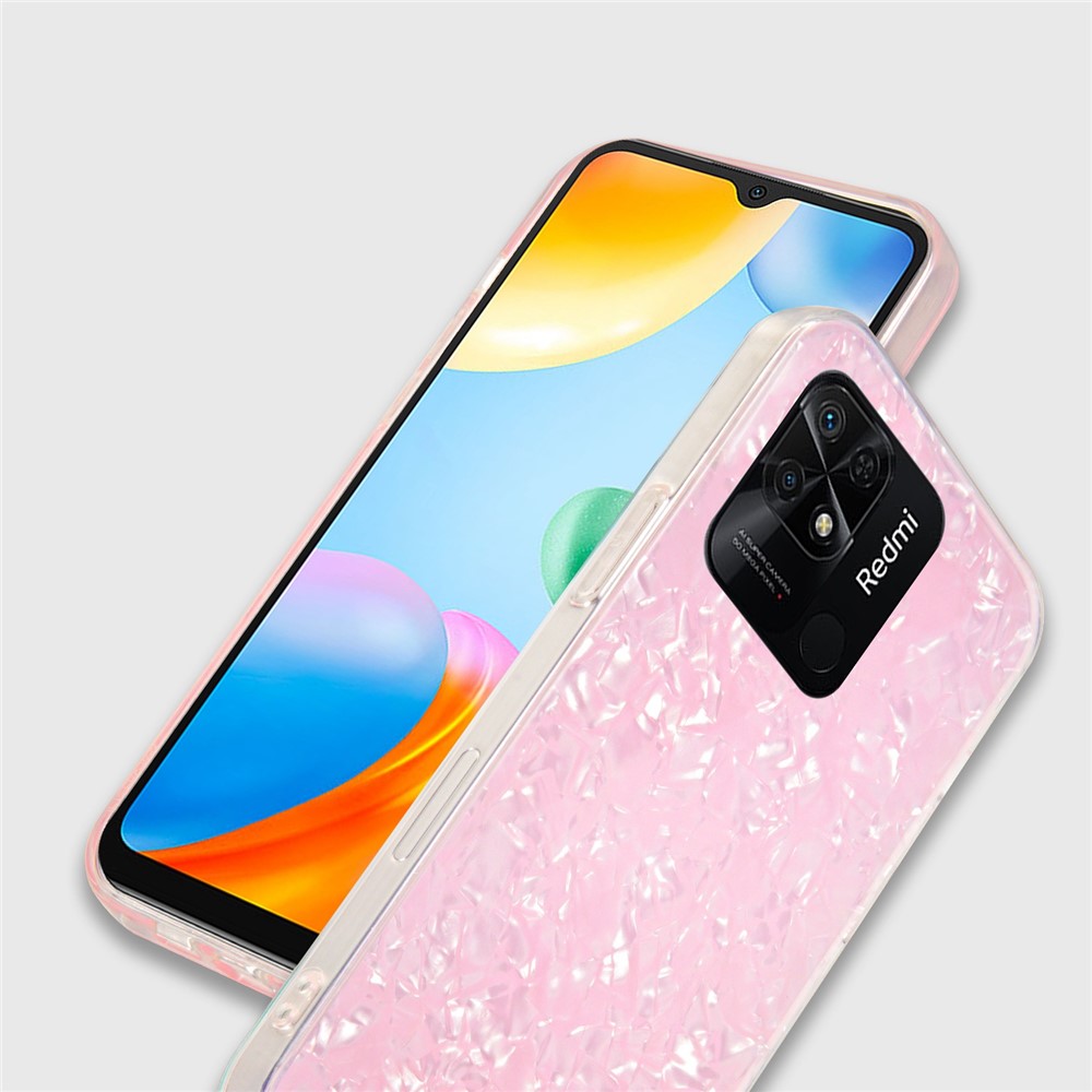 IPAKY for Xiaomi Redmi 10C/Redmi 10 (India) IMD Anti-Yellow Slim Case Shockproof Acrylic Rear Panel + Soft TPU Frame Cover - Pink-4