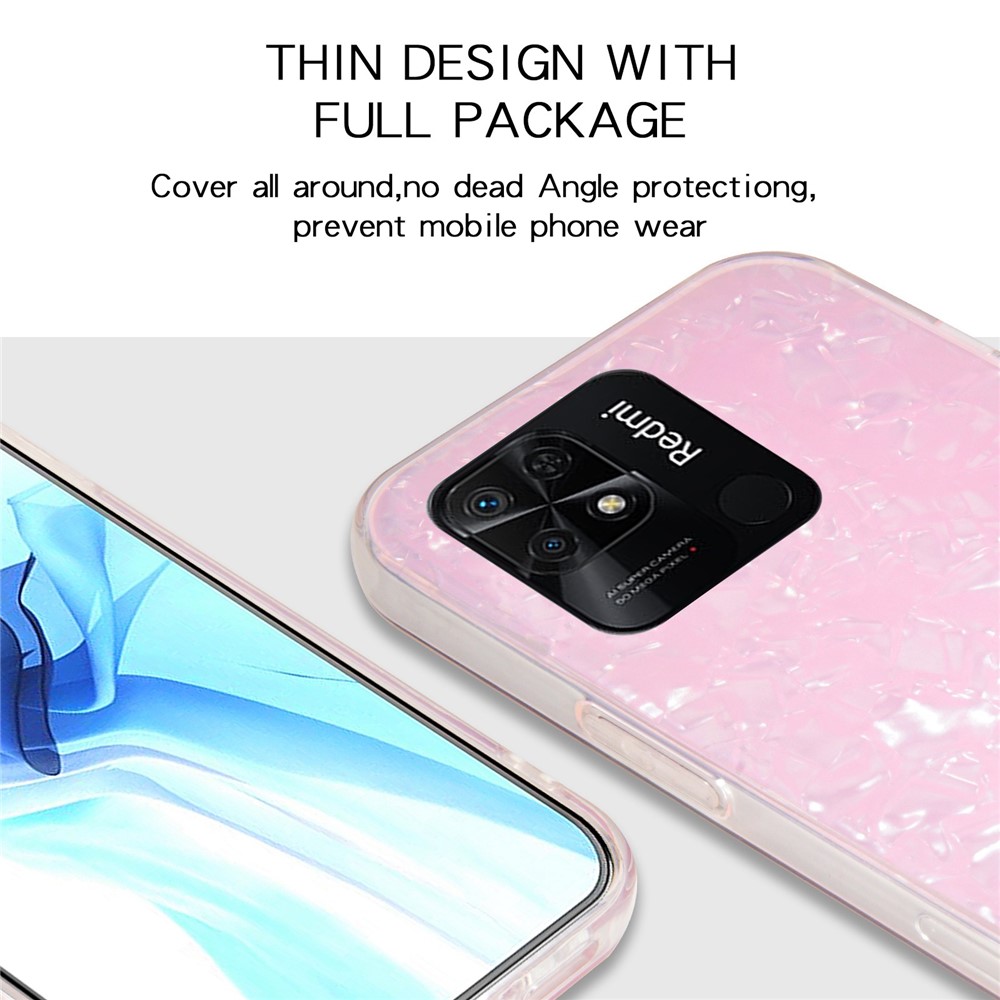 IPAKY for Xiaomi Redmi 10C/Redmi 10 (India) IMD Anti-Yellow Slim Case Shockproof Acrylic Rear Panel + Soft TPU Frame Cover - Pink-5
