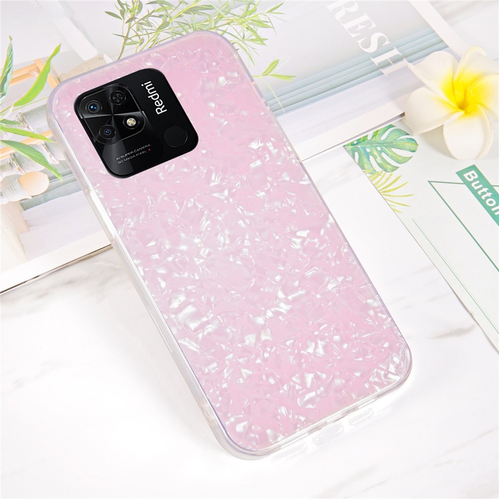 IPAKY for Xiaomi Redmi 10C/Redmi 10 (India) IMD Anti-Yellow Slim Case Shockproof Acrylic Rear Panel + Soft TPU Frame Cover - Pink-7