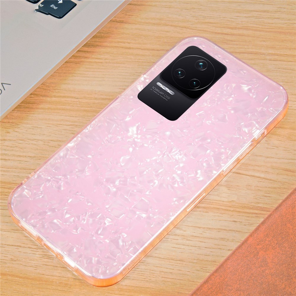IPAKY for Xiaomi Redmi K50/50 Pro Hard Acrylic Back + Soft TPU Case Shockproof High Impact IMD Cover - Pink-5