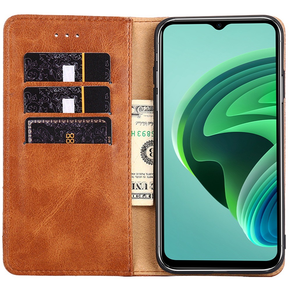 For Xiaomi Redmi Note 11E 5G/Redmi 10 5G Triangle Stitching Line PU Leather Full Protection Case Stand Wallet Phone Cover - Brown-3