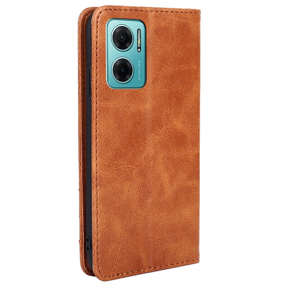 For Xiaomi Redmi Note 11E 5G/Redmi 10 5G Triangle Stitching Line PU Leather Full Protection Case Stand Wallet Phone Cover - Brown-7