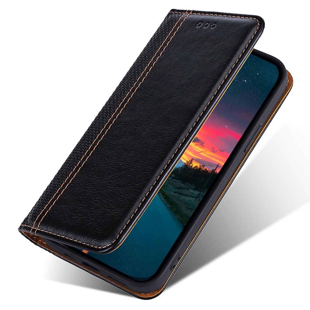 For Xiaomi Redmi Note 11E 5G/Redmi 10 5G Card Holder Plaid Pattern Leather Cover Magnetic Auto-absorbed Stand Case - Black-4
