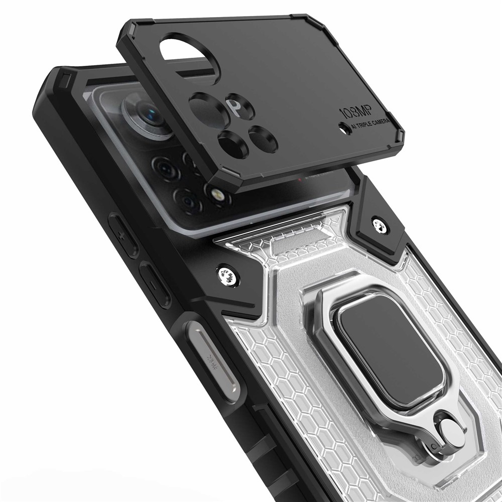 For Xiaomi Poco X4 Pro 5G Ring Kickstand Phone Case Hybrid Hard PC Soft TPU Heavy Duty Shockproof Defender Cover - Blue-4