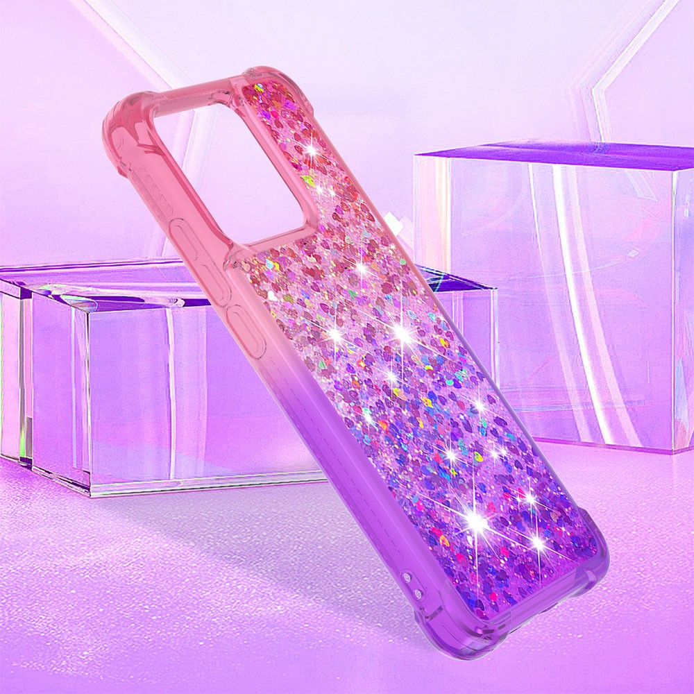 YB Quicksand Series-3 for Xiaomi Redmi 10C Glitter Case Gradient Quicksand Flowing Liquid Soft TPU Cushion Phone Cover - Pink/Purple-7