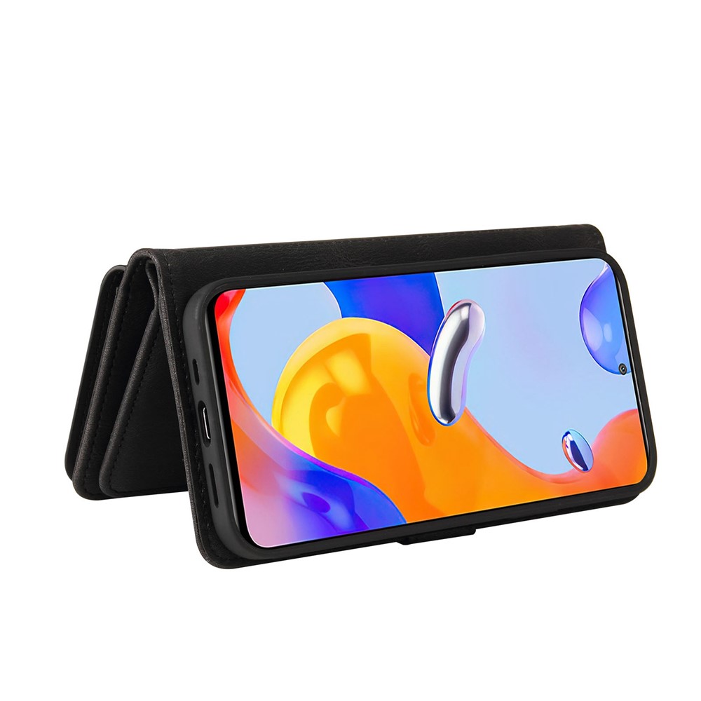 For Xiaomi Redmi Note 11 Pro 4G (MediaTek)/Note 11 Pro 5G (Qualcomm) KT Multi-functional Series-2 Multiple Card Slots PU Leather Stand Phone Case with Wallet Zipper Pocket - Black-3