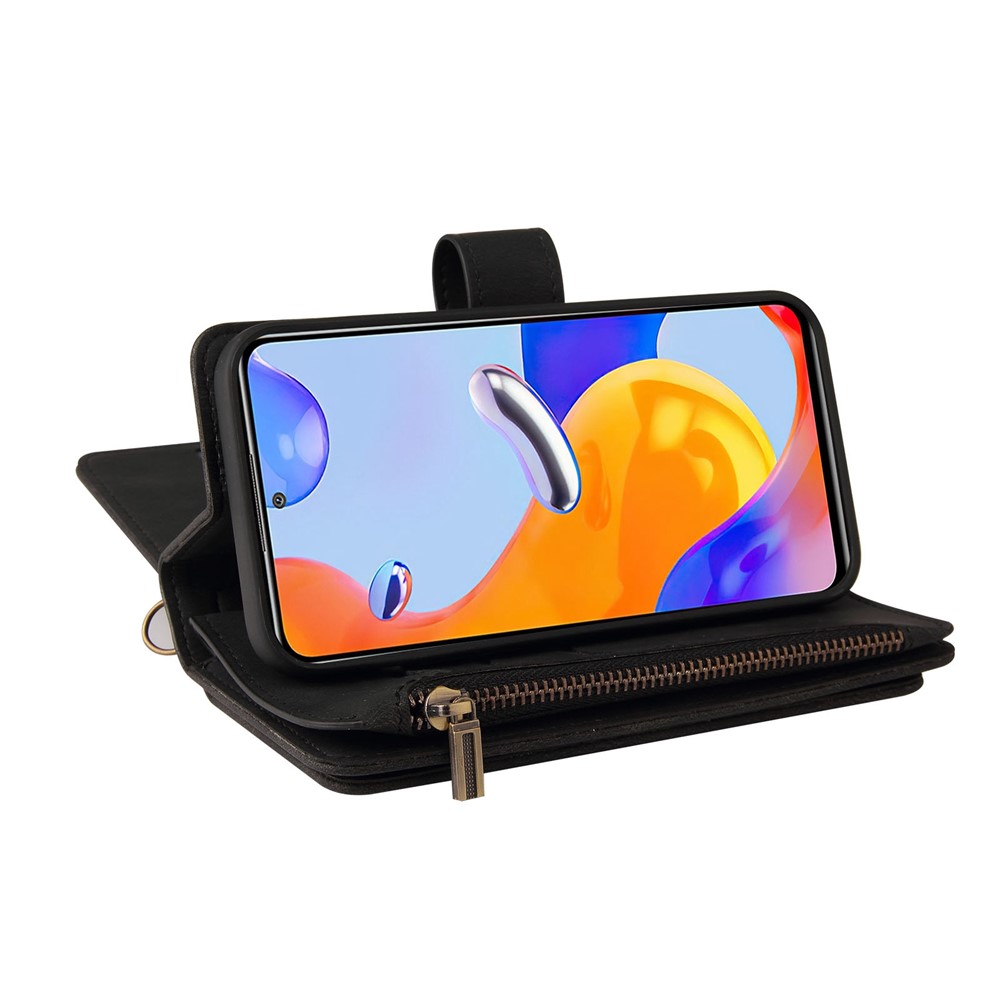 For Xiaomi Redmi Note 11 Pro 4G (MediaTek)/Note 11 Pro 5G (Qualcomm) KT Multi-functional Series-2 Multiple Card Slots PU Leather Stand Phone Case with Wallet Zipper Pocket - Black-4