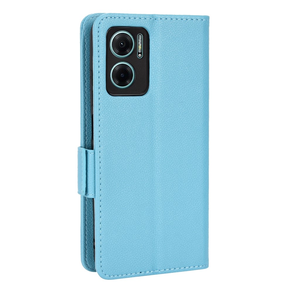 For Xiaomi Redmi Note 11E/Redmi 10 5G/Redmi 10 Prime+ 5G PU Leather Litchi Texture Case Full Protection Stand Flip Folio Wallet Cover - Baby Blue-7