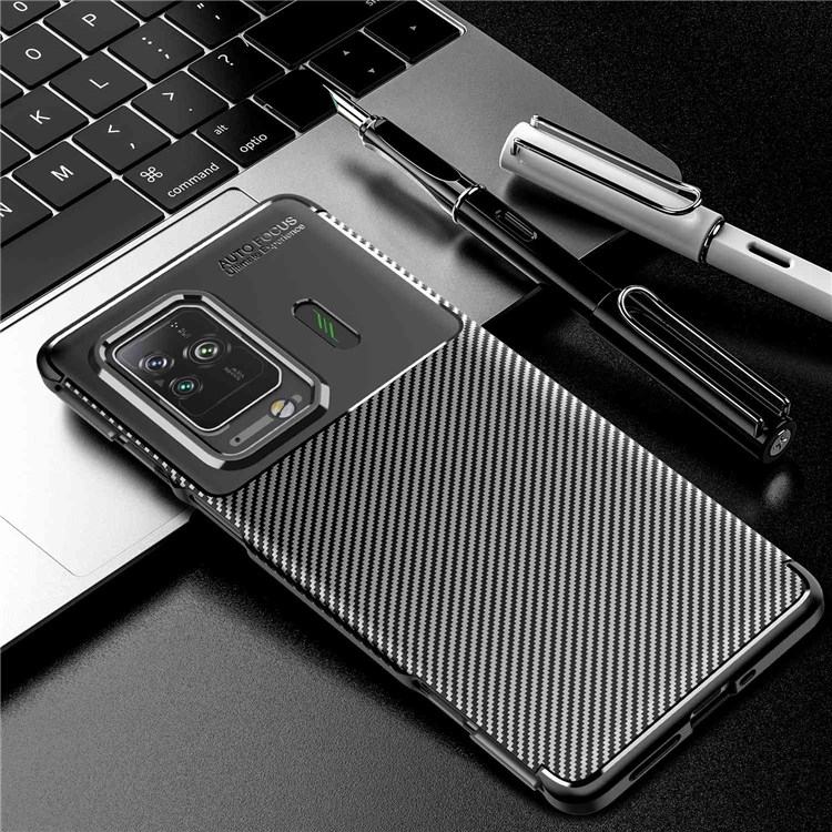 For Xiaomi Black Shark 5/5 Pro Carbon Fiber Texture Phone Case Flexible TPU Anti-Scratch Fingerprint Resistant Protective Cover - Black-3