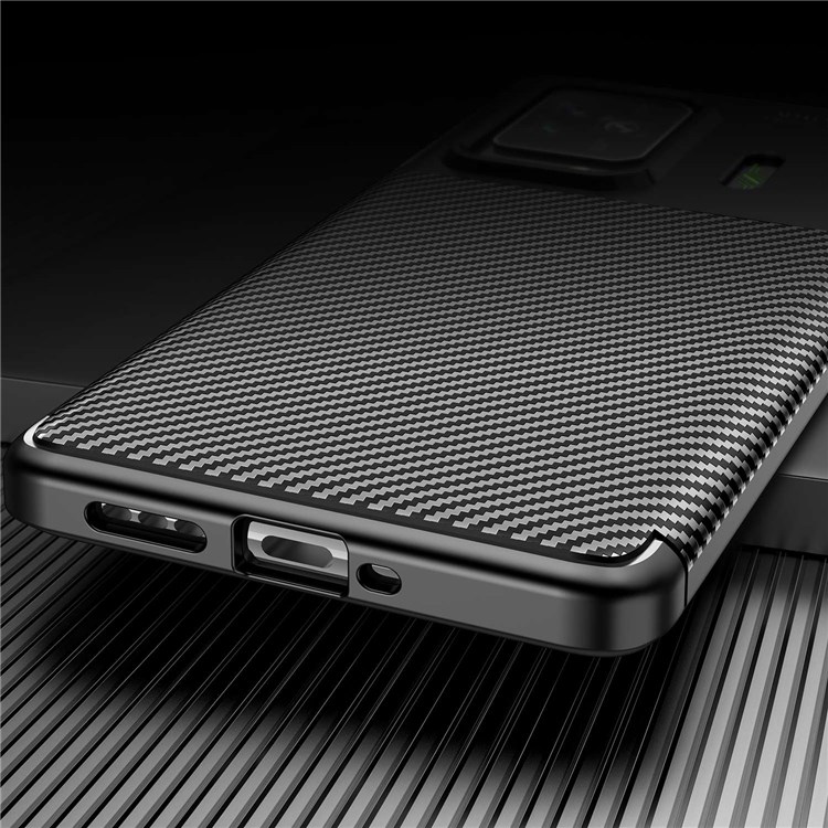 For Xiaomi Black Shark 5/5 Pro Carbon Fiber Texture Phone Case Flexible TPU Anti-Scratch Fingerprint Resistant Protective Cover - Black-5