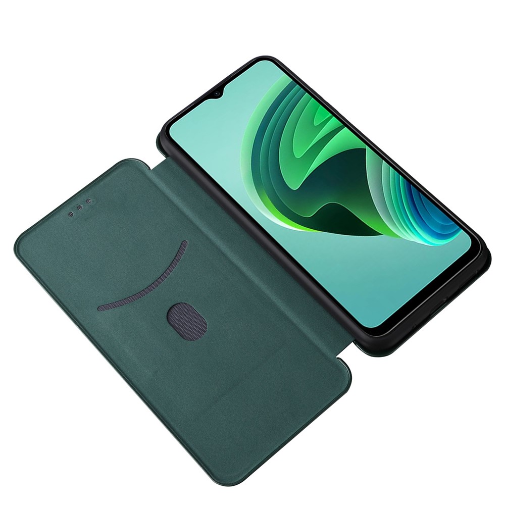 For Xiaomi Redmi Note 11E Carbon Fiber Leather Flip Stand Case Card Holder All-Inclusive Shockproof Magnetic Auto-absorbed Cell Accessories Phone Cover - Green-8