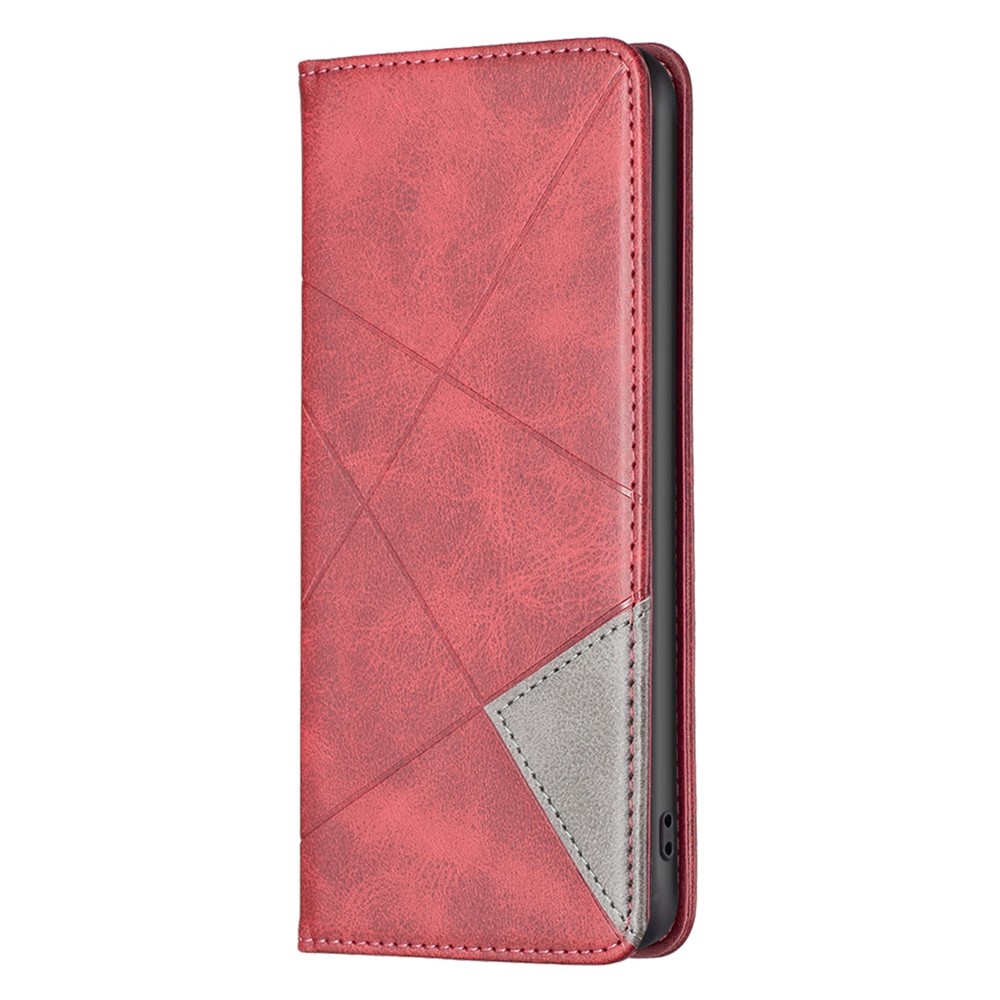 BF Imprinting Pattern Series-1 for Xiaomi Poco M4 Pro 4G PU Leather Card Holder Imprinting Rhombus Pattern Phone Case Bag - Red-7
