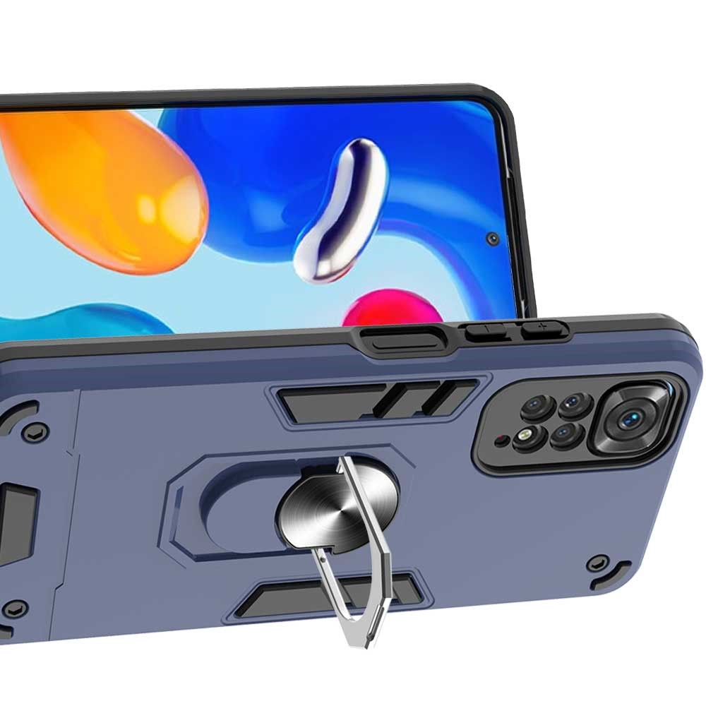 YB PC Series-1 for Xiaomi Redmi Note 11 4G (Qualcomm)/Note 11S 4G TPU + PC Impact Resistant Phone Case with Ring Holder Kickstand - Sapphire-10