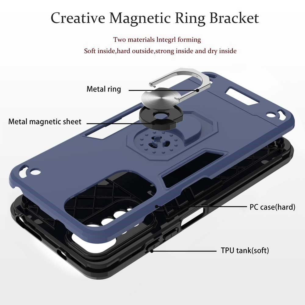 YB PC Series-1 for Xiaomi Redmi Note 11 4G (Qualcomm)/Note 11S 4G TPU + PC Impact Resistant Phone Case with Ring Holder Kickstand - Sapphire-2