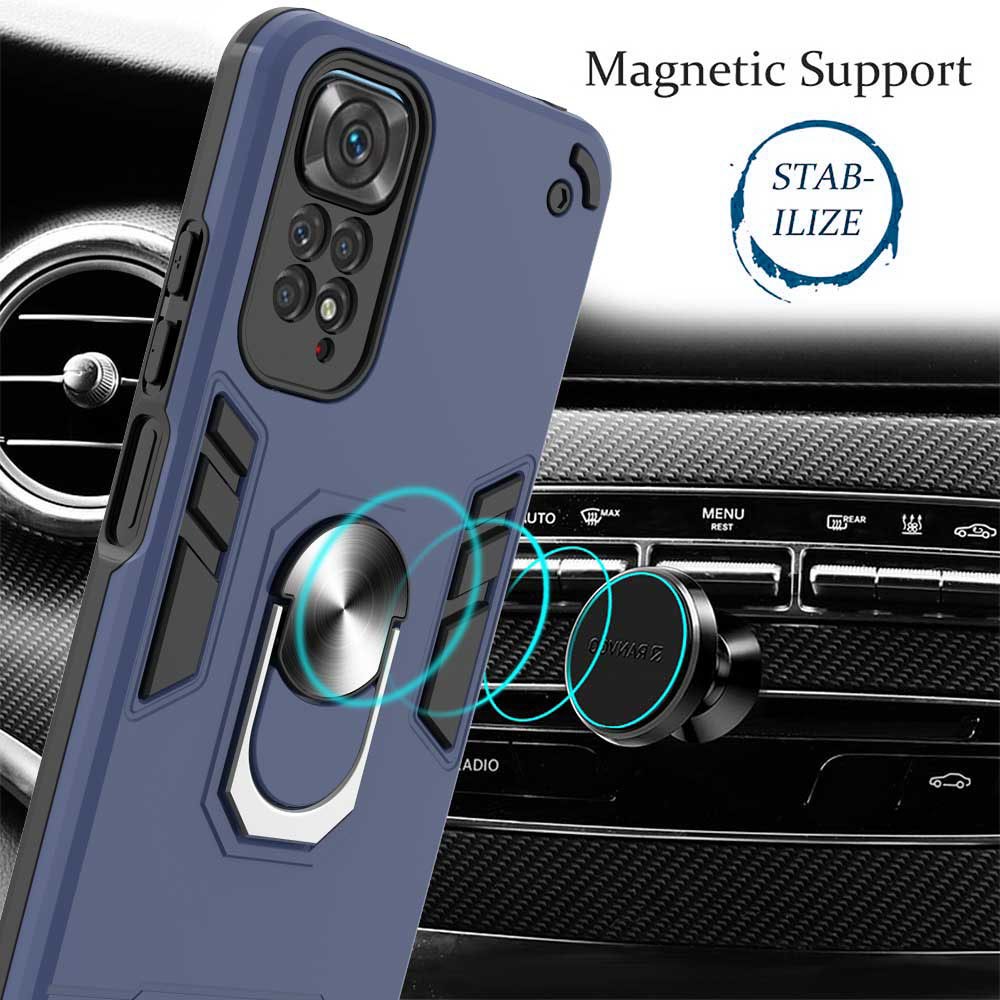 YB PC Series-1 for Xiaomi Redmi Note 11 4G (Qualcomm)/Note 11S 4G TPU + PC Impact Resistant Phone Case with Ring Holder Kickstand - Sapphire-7