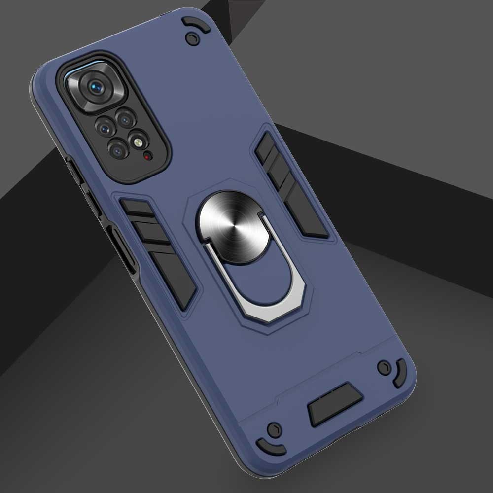 YB PC Series-1 for Xiaomi Redmi Note 11 4G (Qualcomm)/Note 11S 4G TPU + PC Impact Resistant Phone Case with Ring Holder Kickstand - Sapphire-9