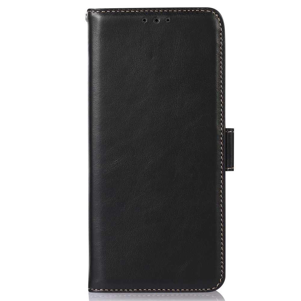 For Xiaomi Poco M4 Pro 4G Wear-resistant Genuine Cowhide Leather Shell Crazy Horse Texture Wallet RFID Blocking Stand Phone Case - Black-8