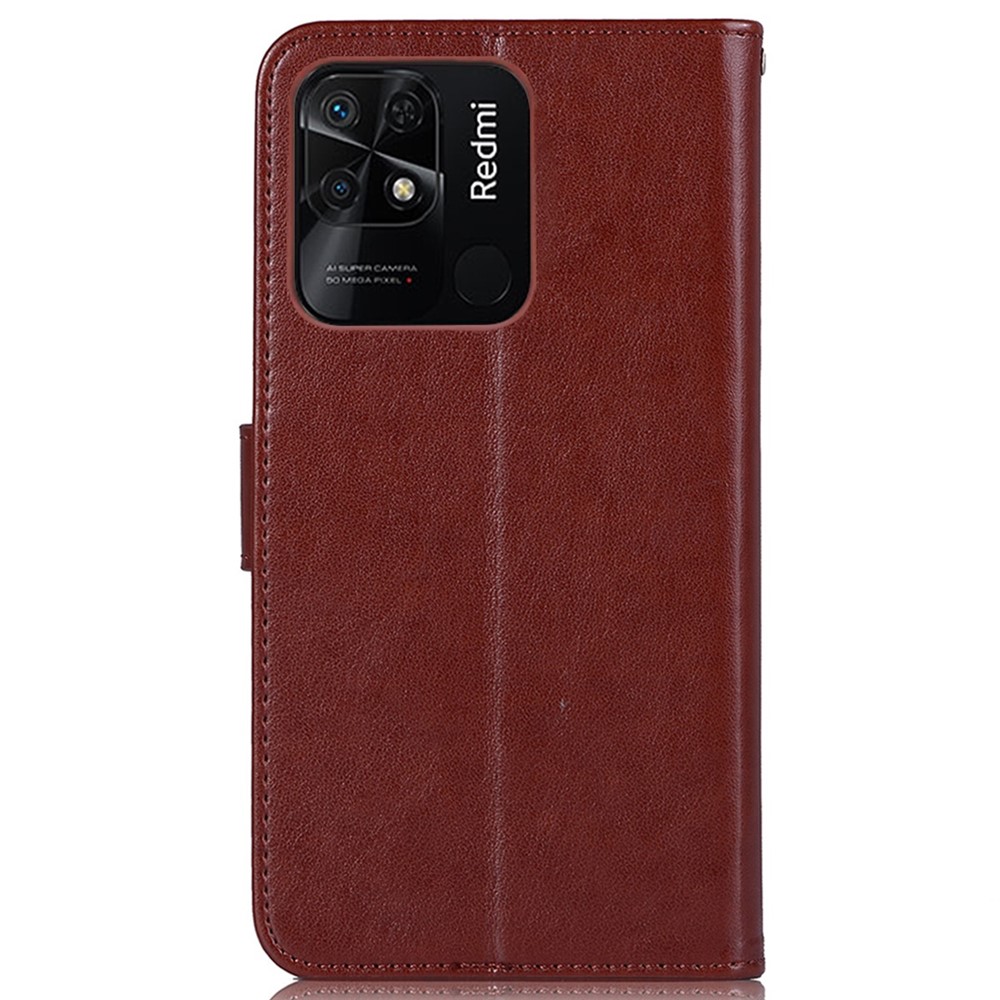 For Xiaomi Redmi 10C/Redmi 10 (India) All-around Protection Imprinting Owl Dream Catcher Cover Anti-fall Wallet Stand Leather Phone Case with Strap - Brown-8
