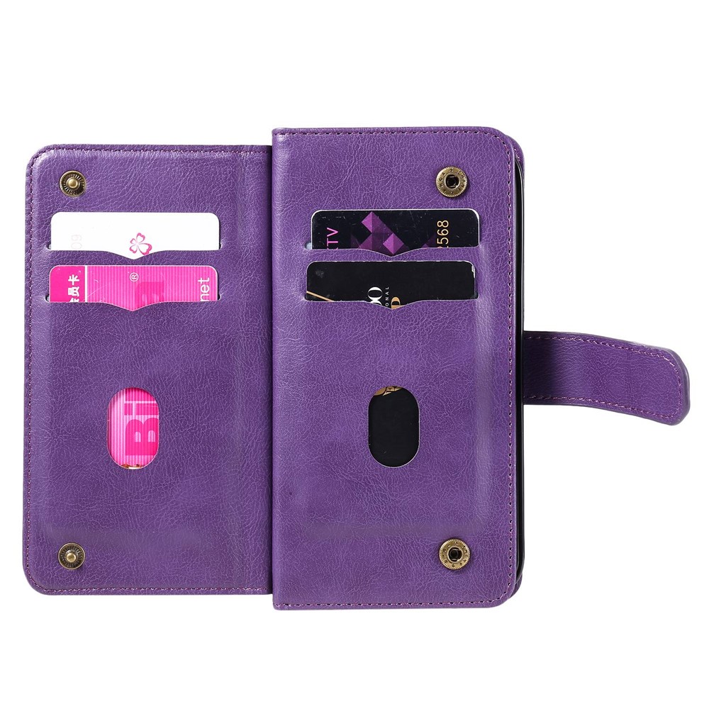 KT Multi-functional Series-1 for Xiaomi Poco M4 Pro 4G Multi-Functional PU Leather Wallet Case Stand Magnetic 10 Card Slots Cash Purse Protection Cover - Purple-2