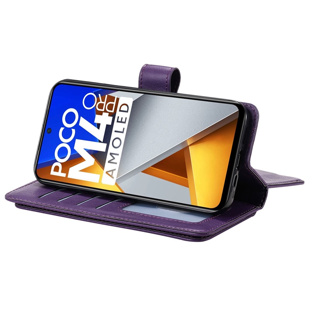 KT Multi-functional Series-1 for Xiaomi Poco M4 Pro 4G Multi-Functional PU Leather Wallet Case Stand Magnetic 10 Card Slots Cash Purse Protection Cover - Purple-3
