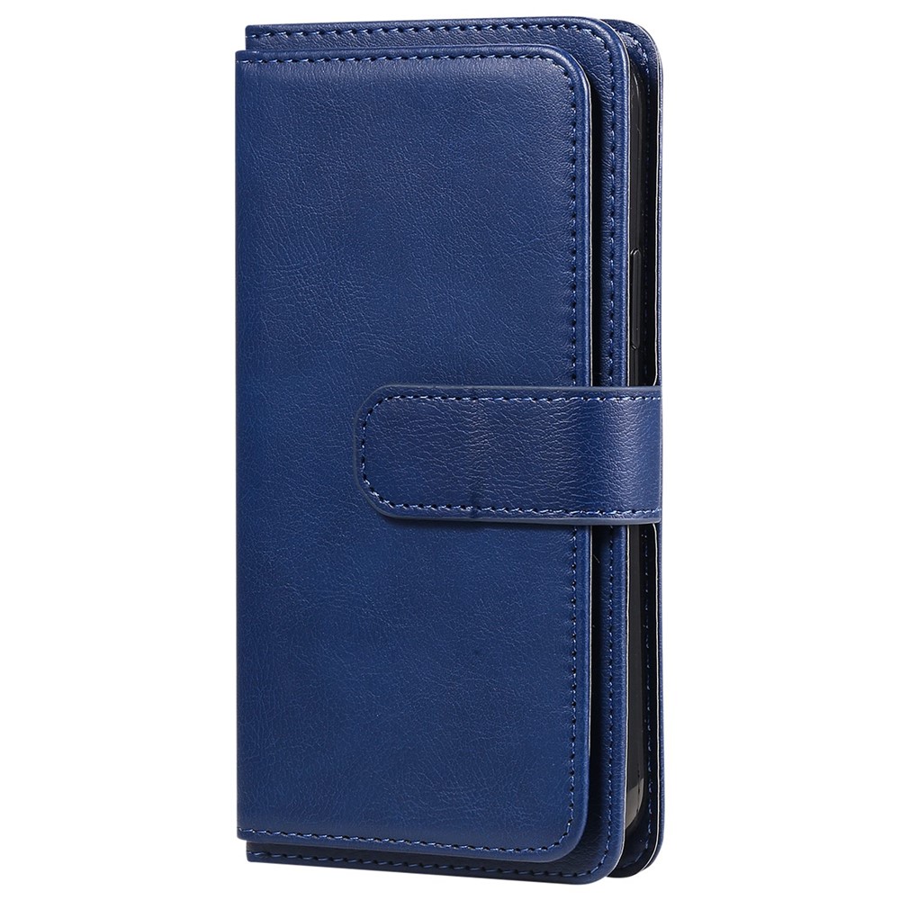 KT Multi-functional Series-1 for Xiaomi Poco X4 Pro 5G Leather Stand 10 Card Slot Protective Case TPU Shockproof Interior Shell Wallet Phone Cover - Dark Blue-10