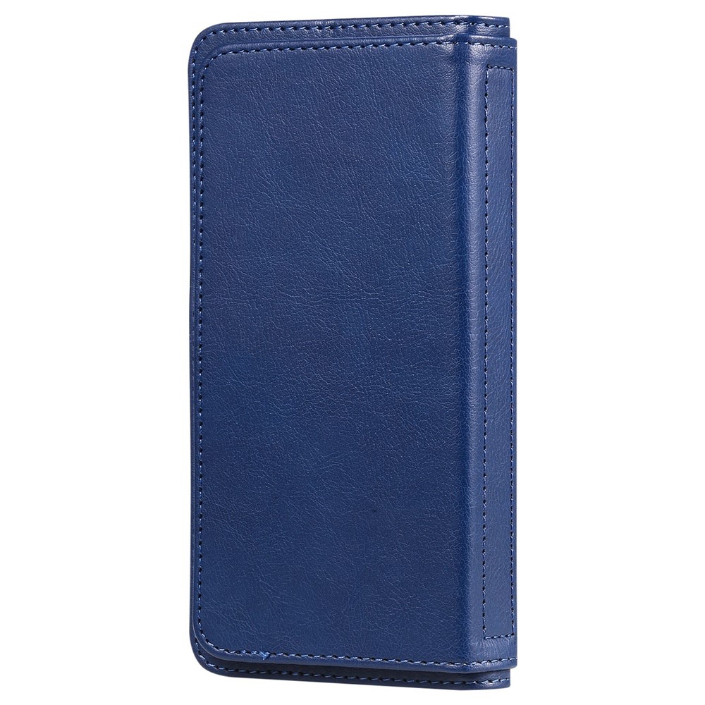 KT Multi-functional Series-1 for Xiaomi Poco X4 Pro 5G Leather Stand 10 Card Slot Protective Case TPU Shockproof Interior Shell Wallet Phone Cover - Dark Blue-11