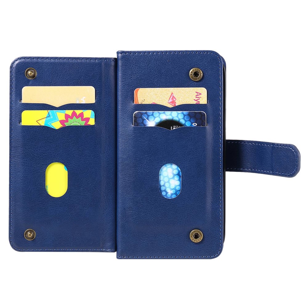 KT Multi-functional Series-1 for Xiaomi Poco X4 Pro 5G Leather Stand 10 Card Slot Protective Case TPU Shockproof Interior Shell Wallet Phone Cover - Dark Blue-2
